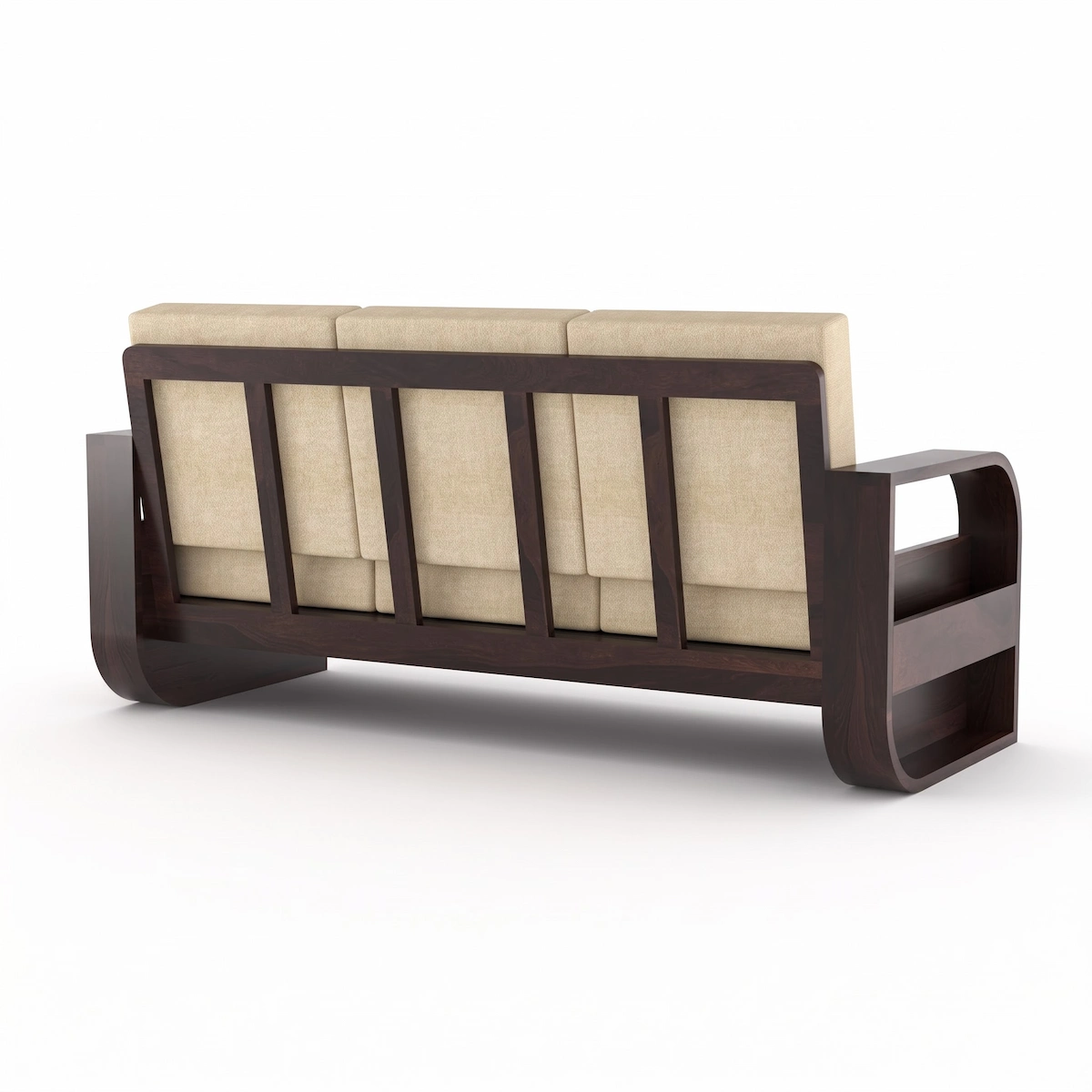 5 seater solid sheesham wood sofa back detail