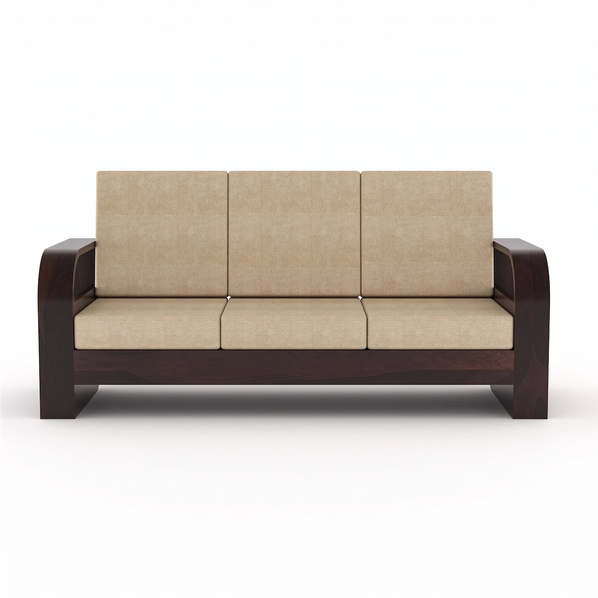 5 seater solid sheesham wood sofa front detail