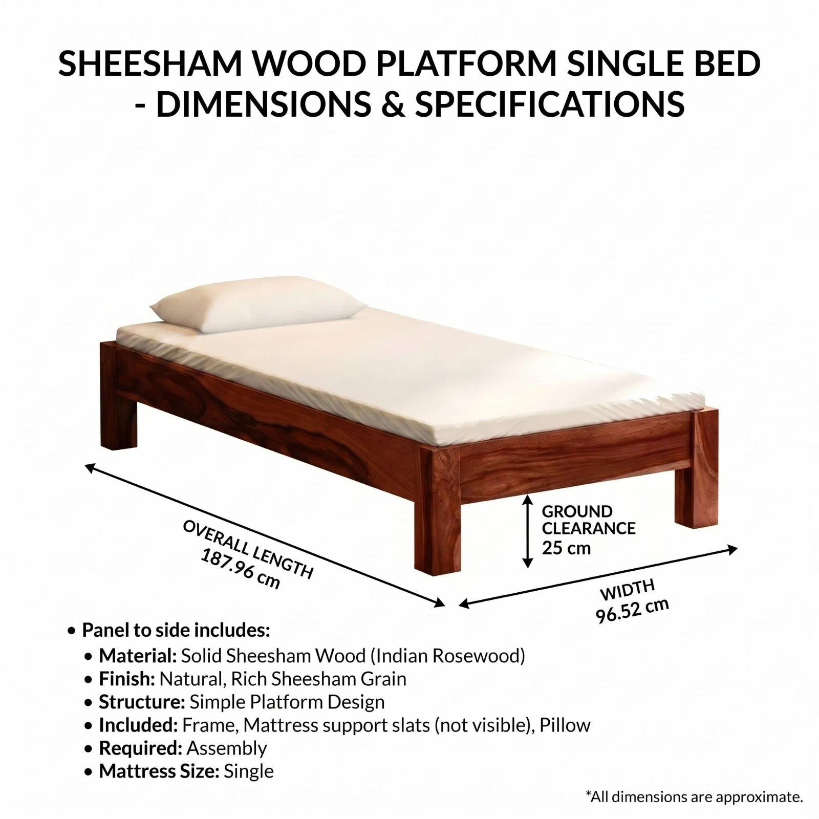 Single Bed Dimensions View
