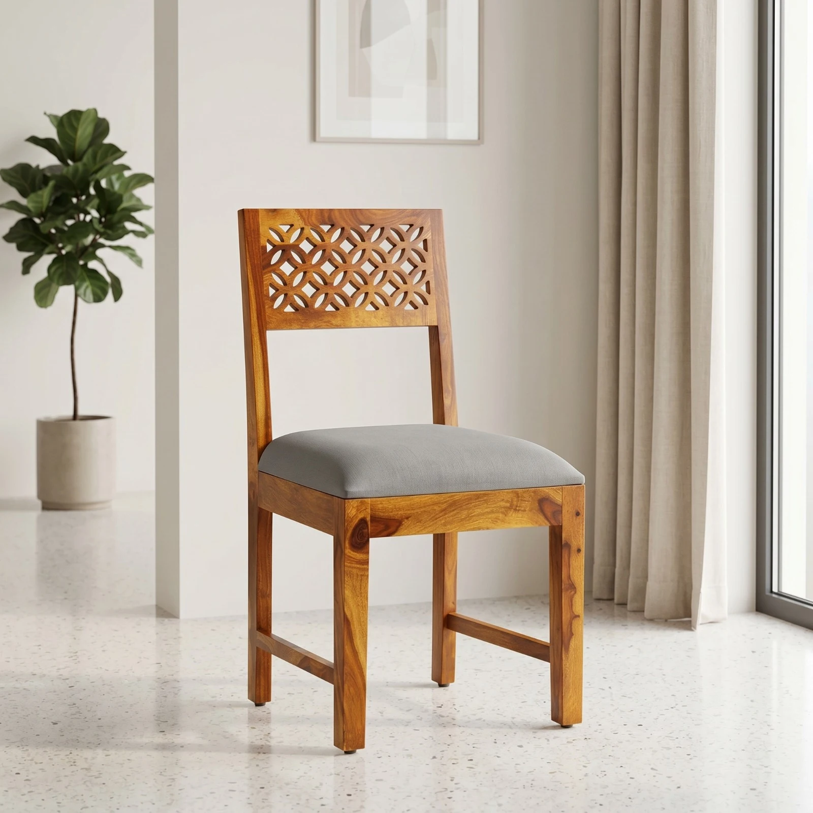 Sheesham Wooden 2 Dining Chair Set for Living Room