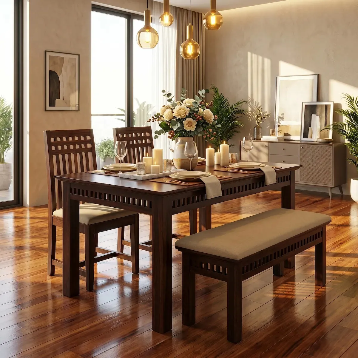 Premium 4 Seater Sheesham Wood Dining Table