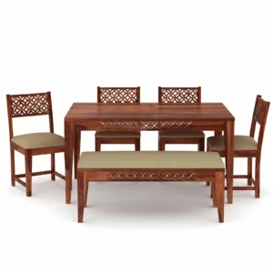 Designer Solid Wood 6 Seater Dining Table Front View
