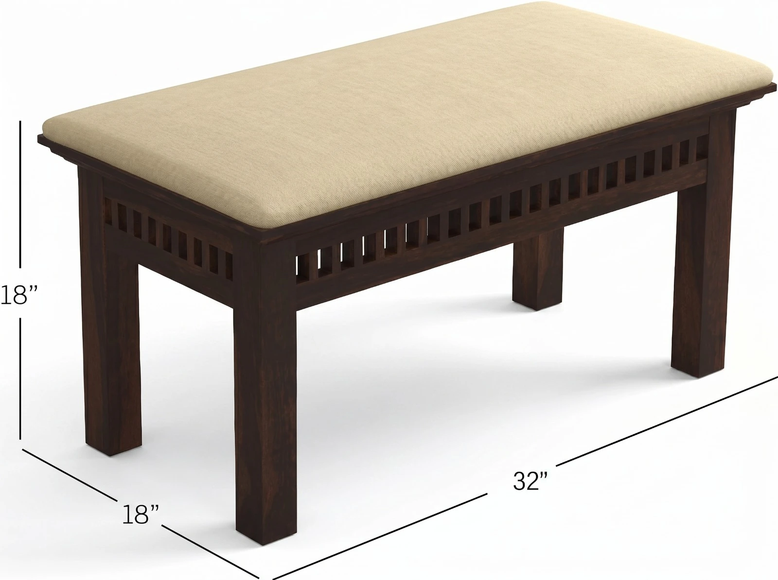Premium 4 Seater Sheesham Wood Dining Table Cushion View With Dimensions