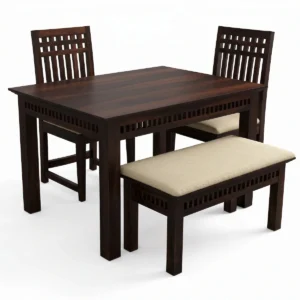 Premium 4 Seater Sheesham Wood Dining Table Close-up View