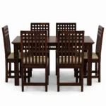 Luxury Sheesham Wood 6 Seater Dining Table Angled View
