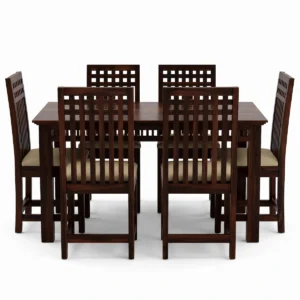 Luxury Sheesham Wood 6 Seater Dining Table Angled View
