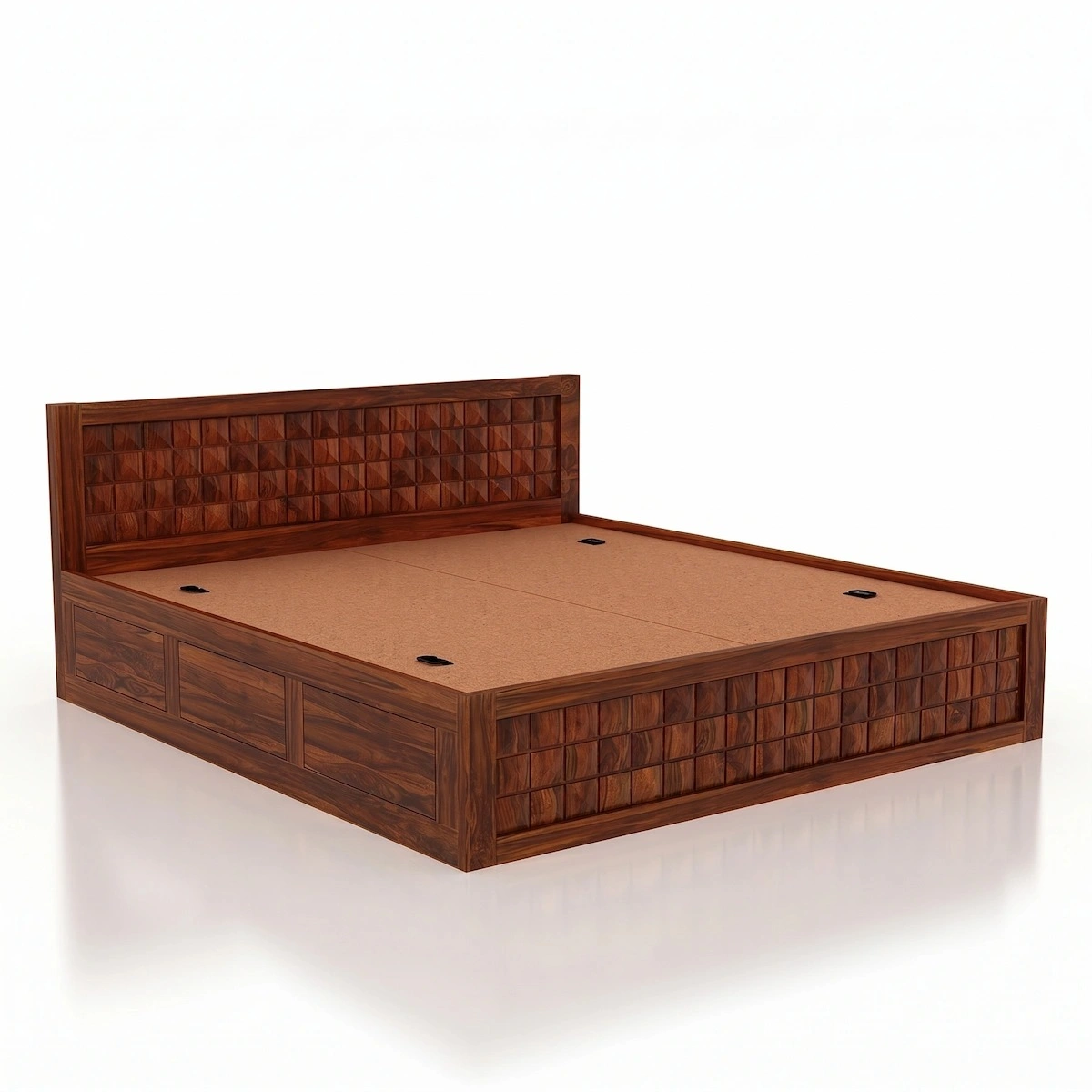 Elegant Wooden King Size Bed Side View