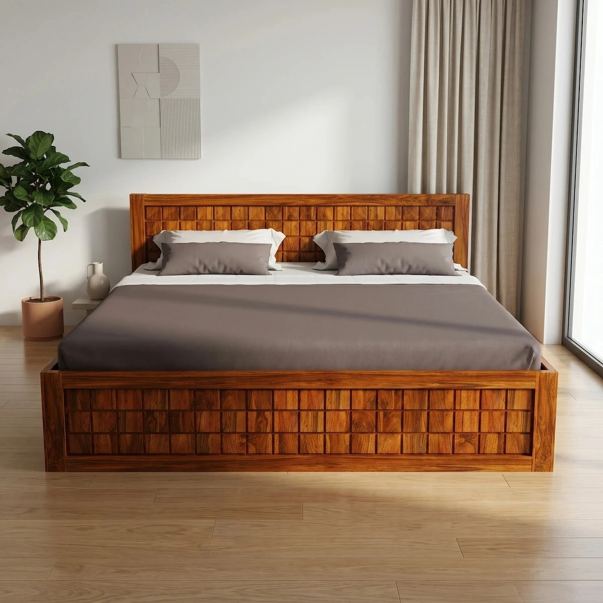 Elegant Wooden King Size Bed
