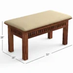Modern Wooden 4 Seater Dining Table Bench View With Dimensions