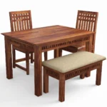 Modern Wooden 4 Seater Dining Table Close-up View