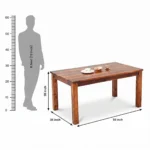 Solid Sheesham Wood 6 Seater Dining Table Dimensions View