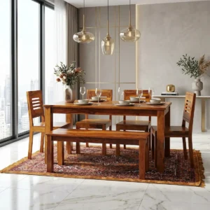Solid Sheesham Wood 6 Seater Dining Table