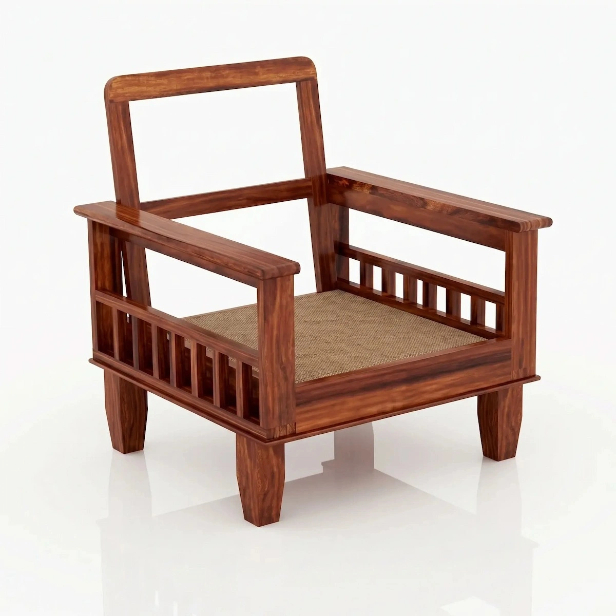 Sheesham Wood Single Seater Sofa Set for Living Room Office