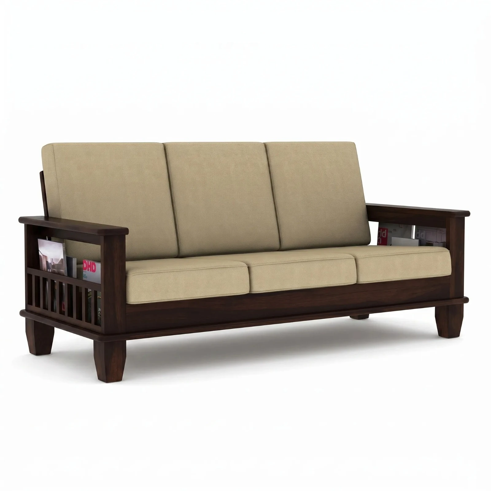 Solid Sheesham Wood 3-Person Sofa Furniture Sofa Set for Home Living Room