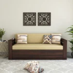 Solid Sheesham Wood Sofa Cum Bed Front View