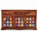 Wooden Cabinet with Shelves Front View