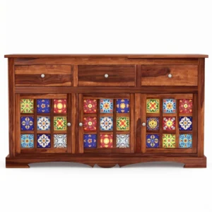 Wooden Cabinet with Shelves Front View