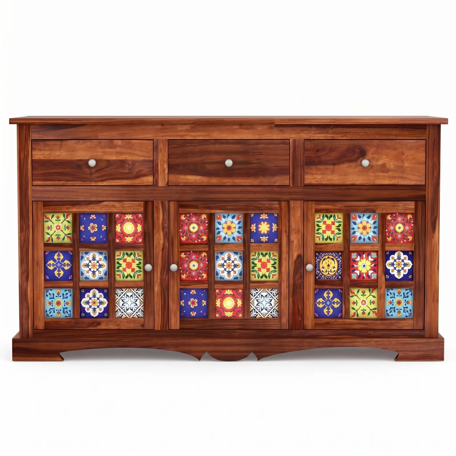 Wooden Cabinet with Shelves Front View