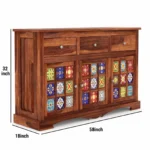 Wooden Cabinet with Shelves Dimensions View