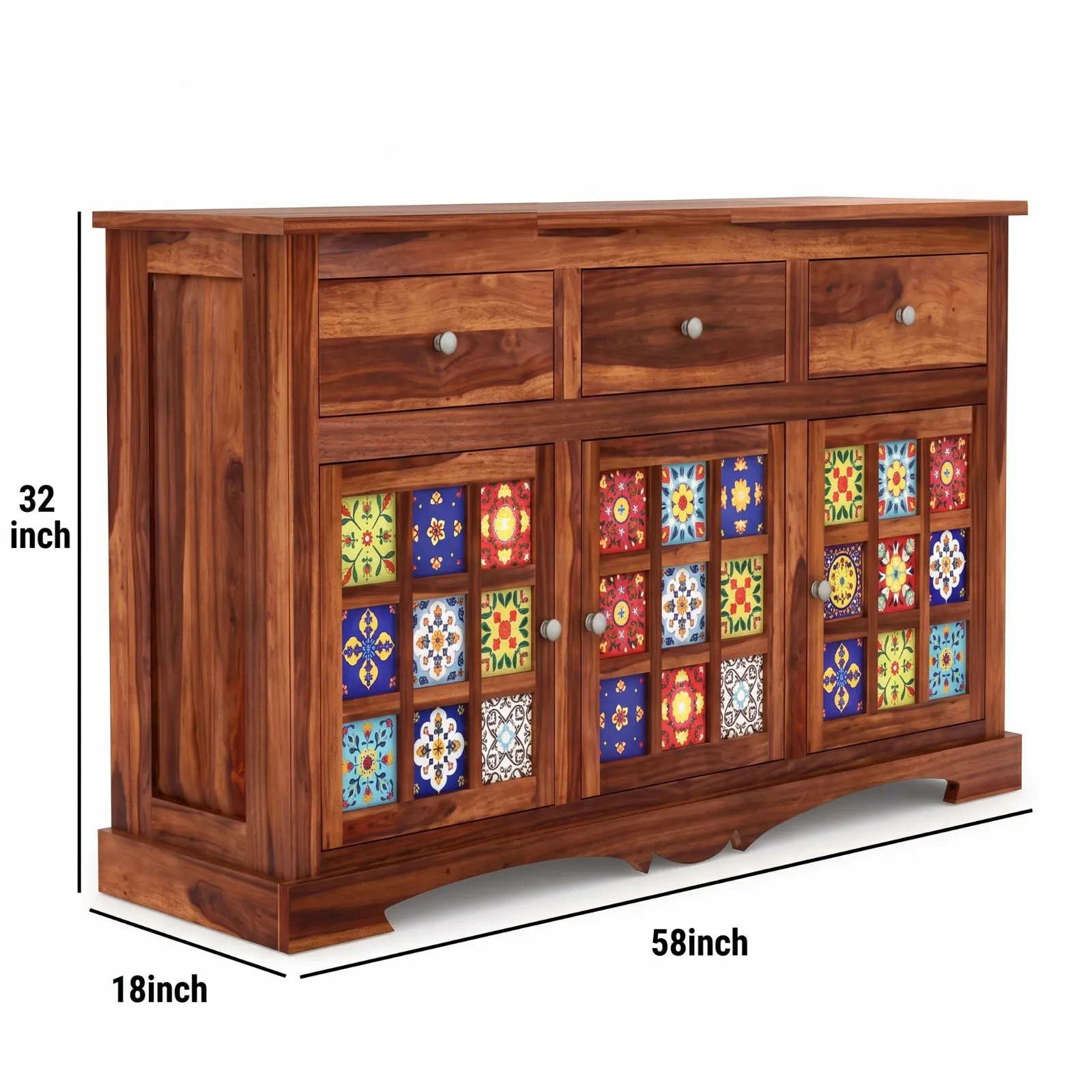 Wooden Cabinet with Shelves Dimensions View
