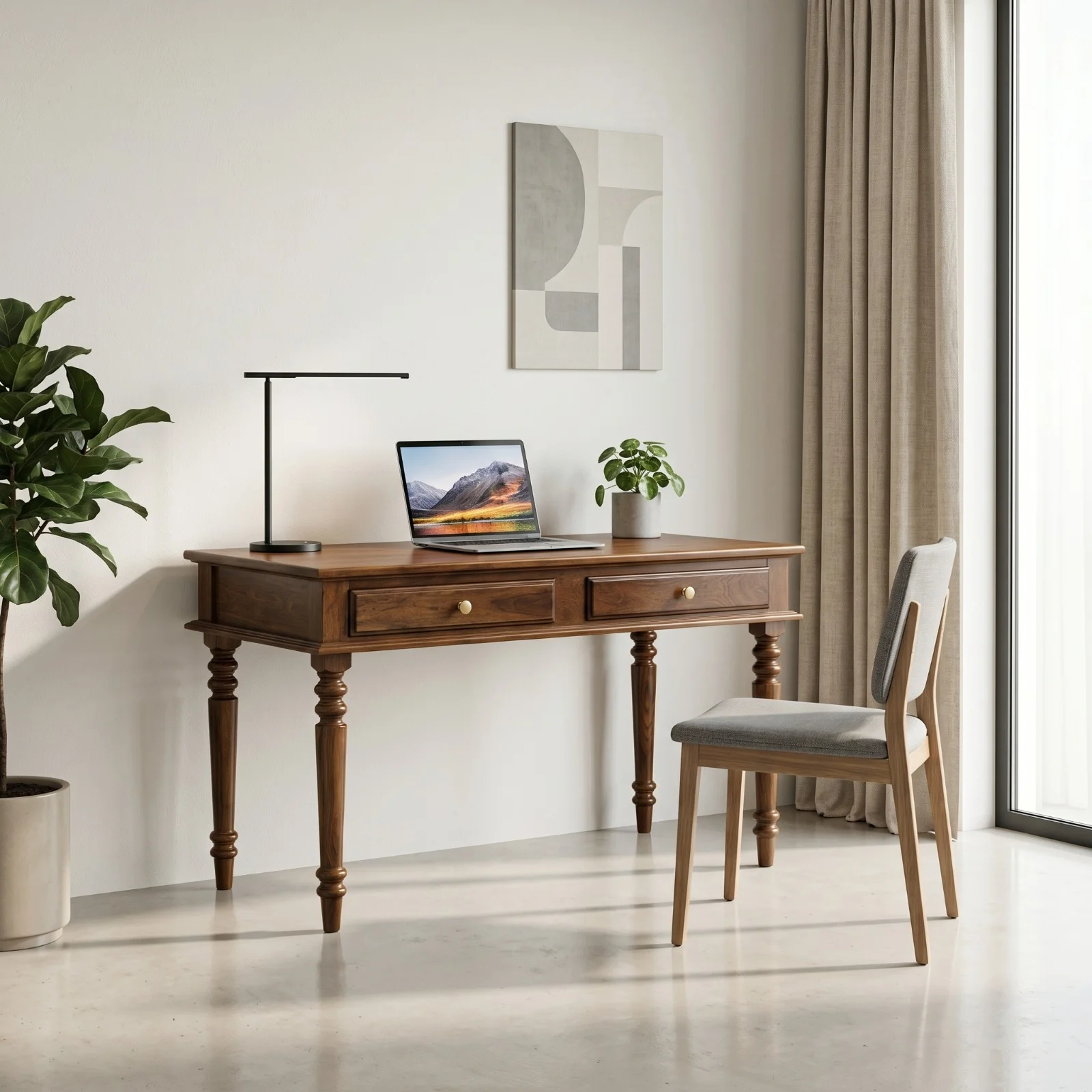 Sheesham Wood Study Table with 2 Drawers Storage for Study Room Home