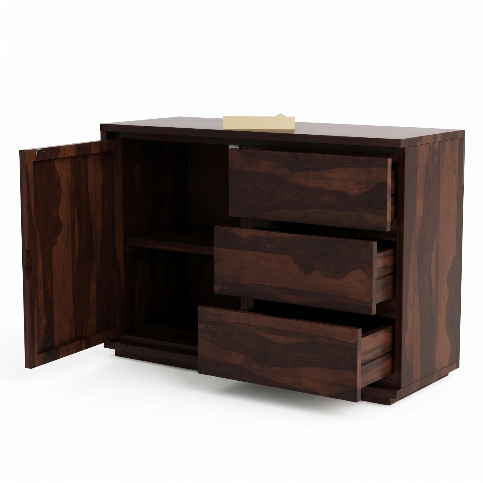 Sheesham Wood Storage Cabinet Detailed View of Drawers
