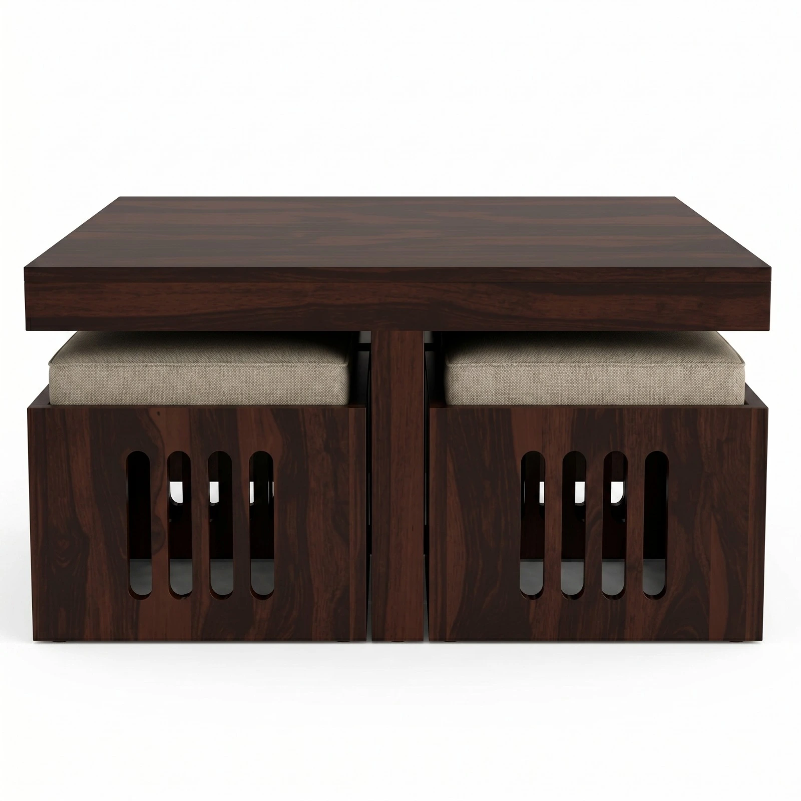 Soild Sheesham Wood Centre Coffee Table with 4 Stools
