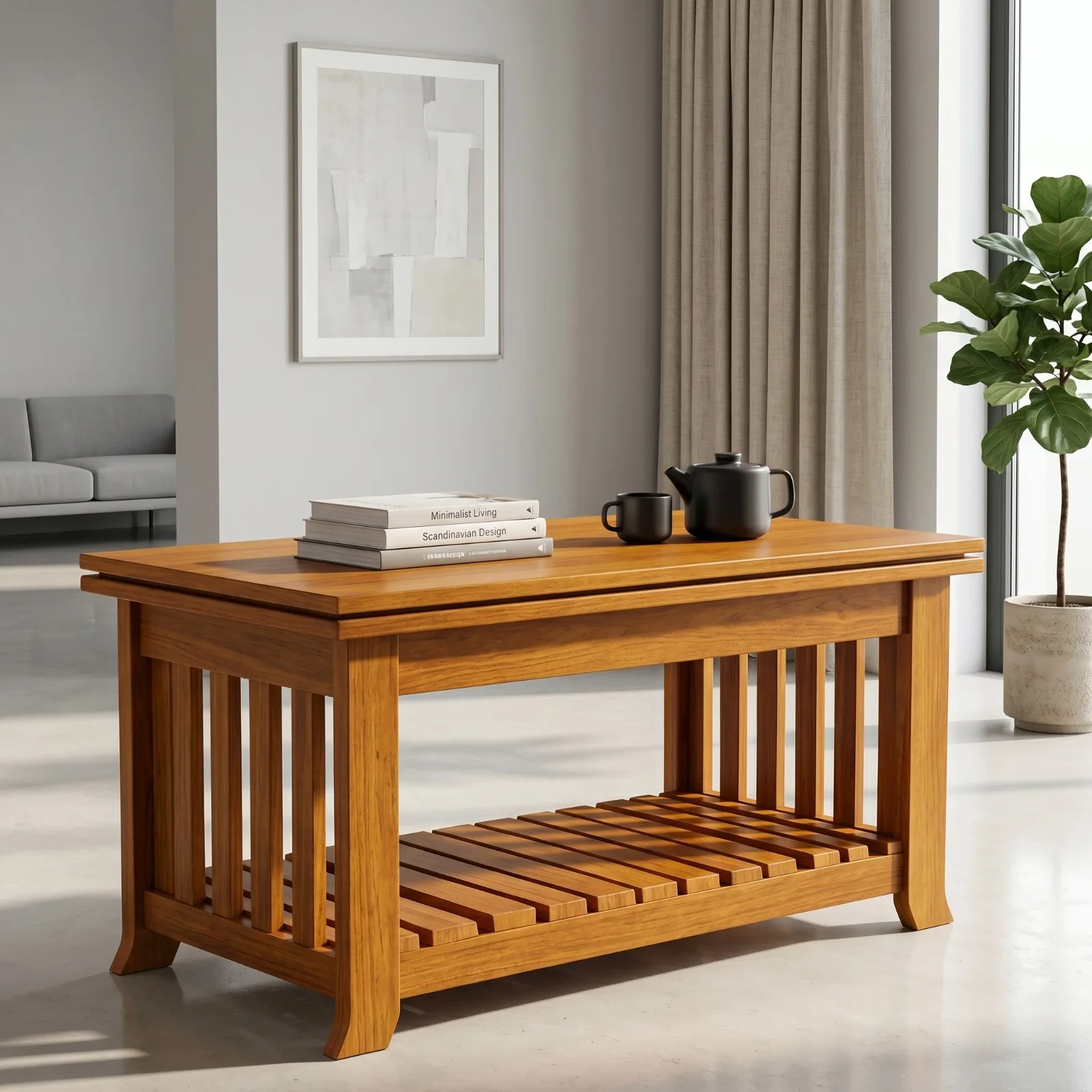Wooden Center Coffee Table for Living Room and Office