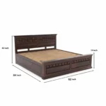 Designer Sheesham Wood King Size Bed Dimensions and Measurement View