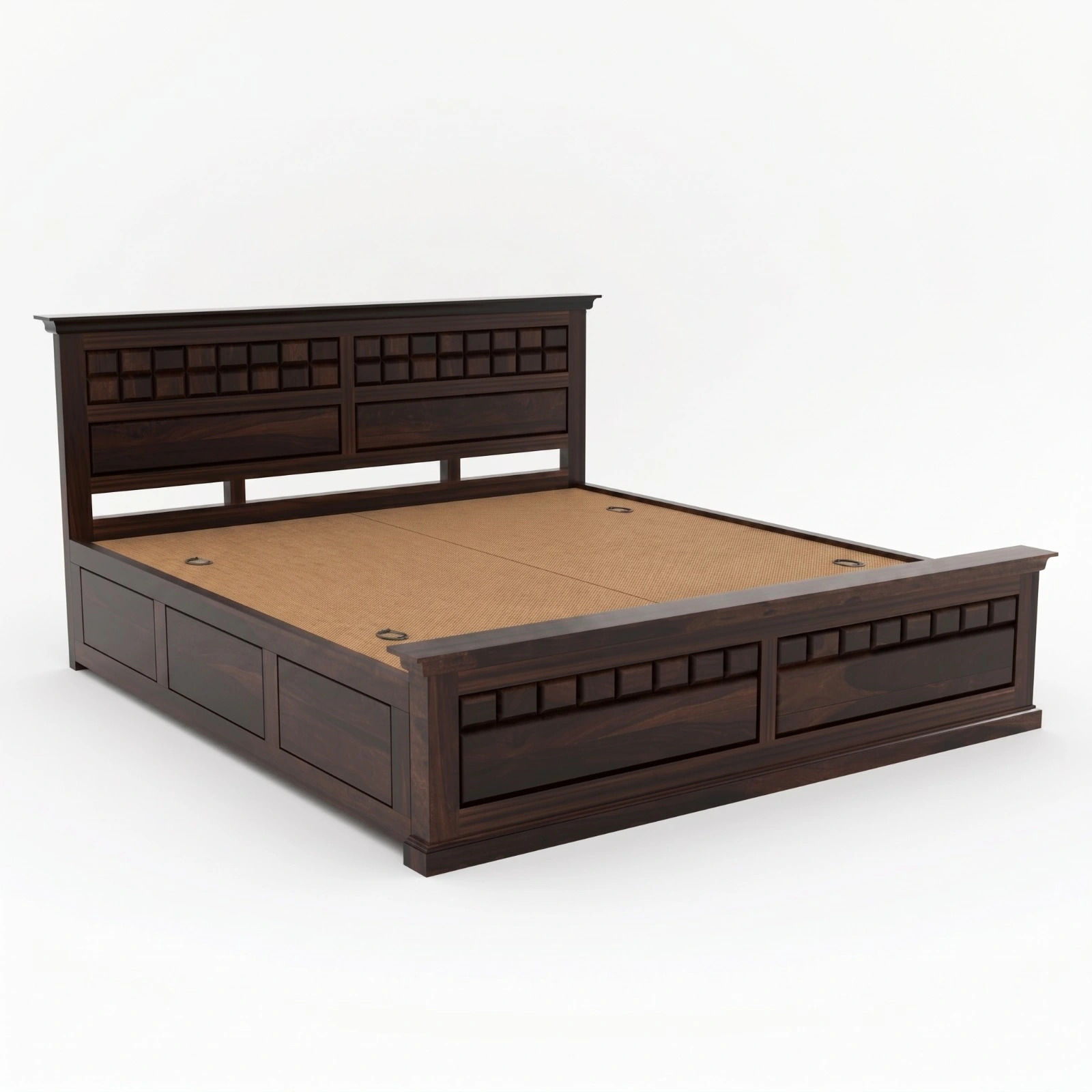 Designer Sheesham Wood King Size Bed Side View