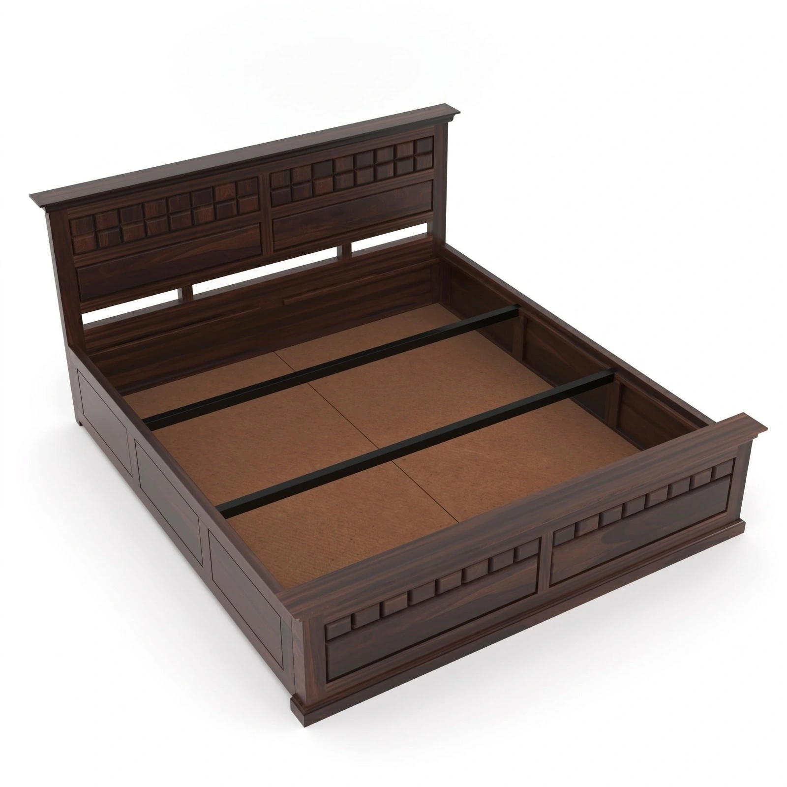 Designer Sheesham Wood King Size Bed Top View