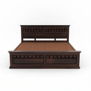 Designer Sheesham Wood King Size Bed Front View
