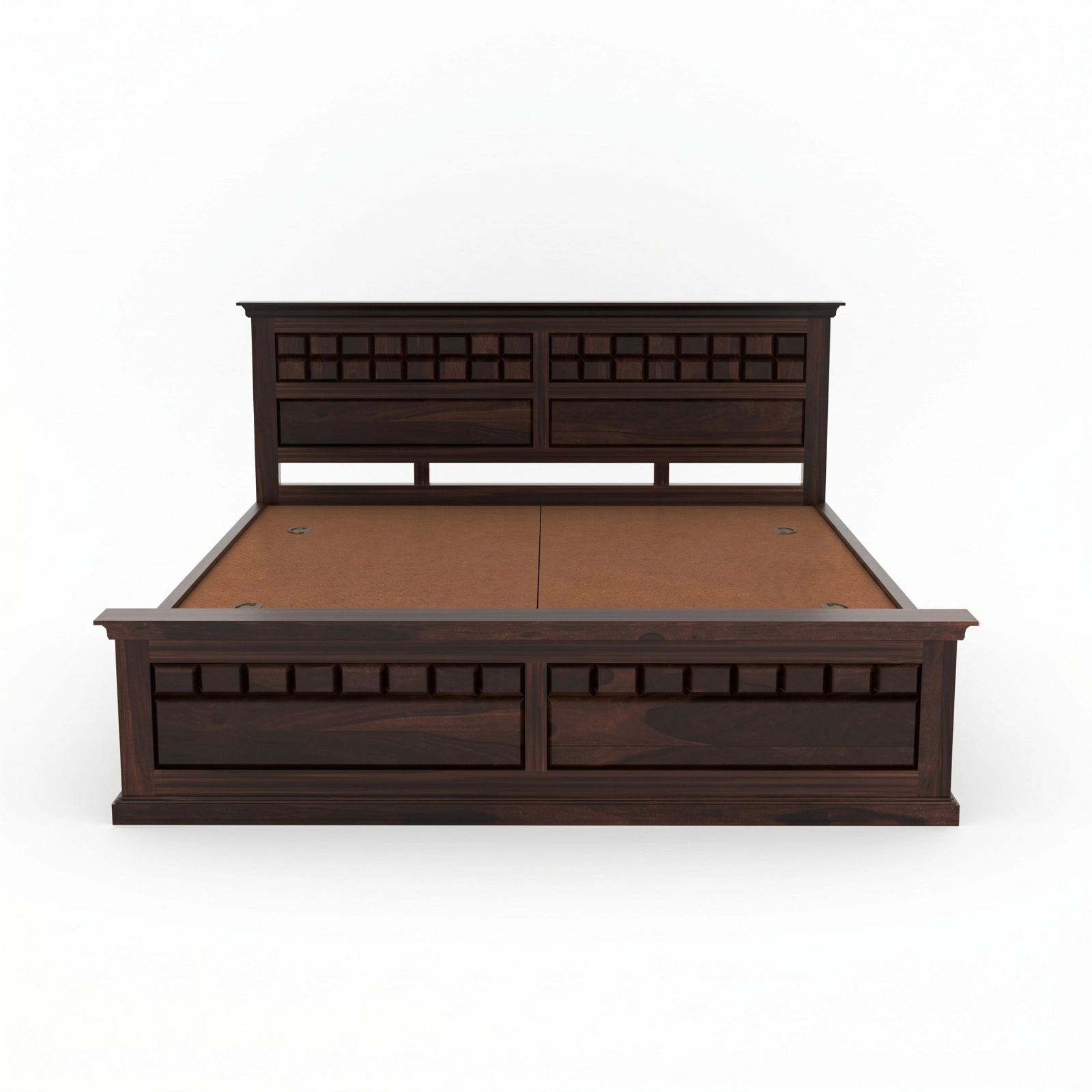 Designer Sheesham Wood King Size Bed Front View