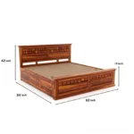 Contemporary King Size Wooden Bed Dimensions and Measurement View