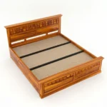 Contemporary King Size Wooden Bed Storage Detailed View