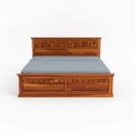 Contemporary King Size Wooden Bed Front View