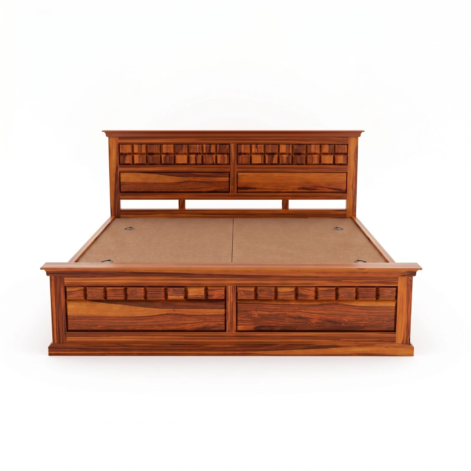 Contemporary King Size Wooden Bed View Without Mattress