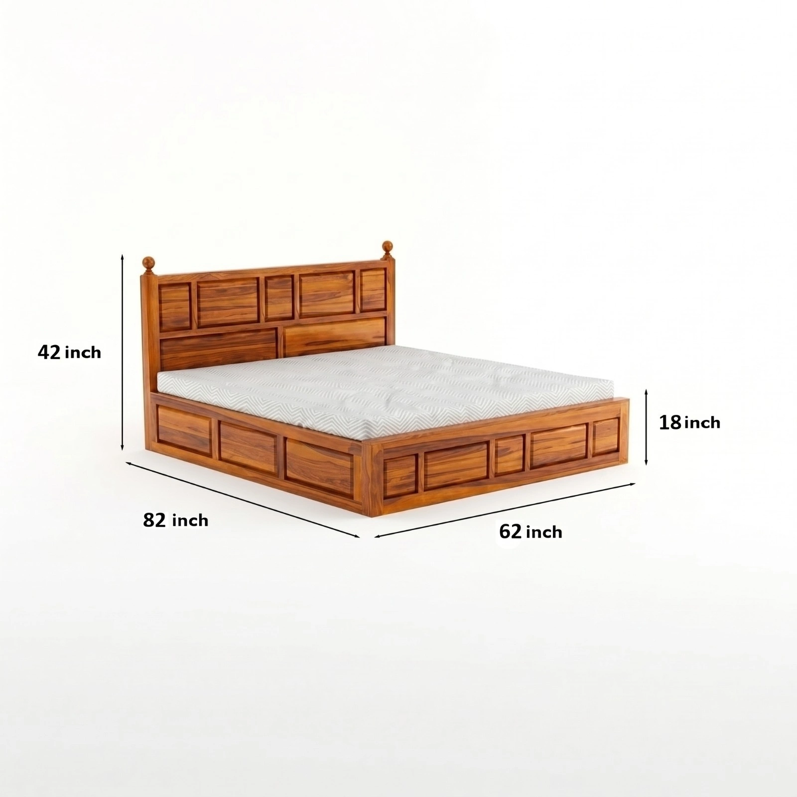 Wooden King Size Bed Dimensions and Measurement View