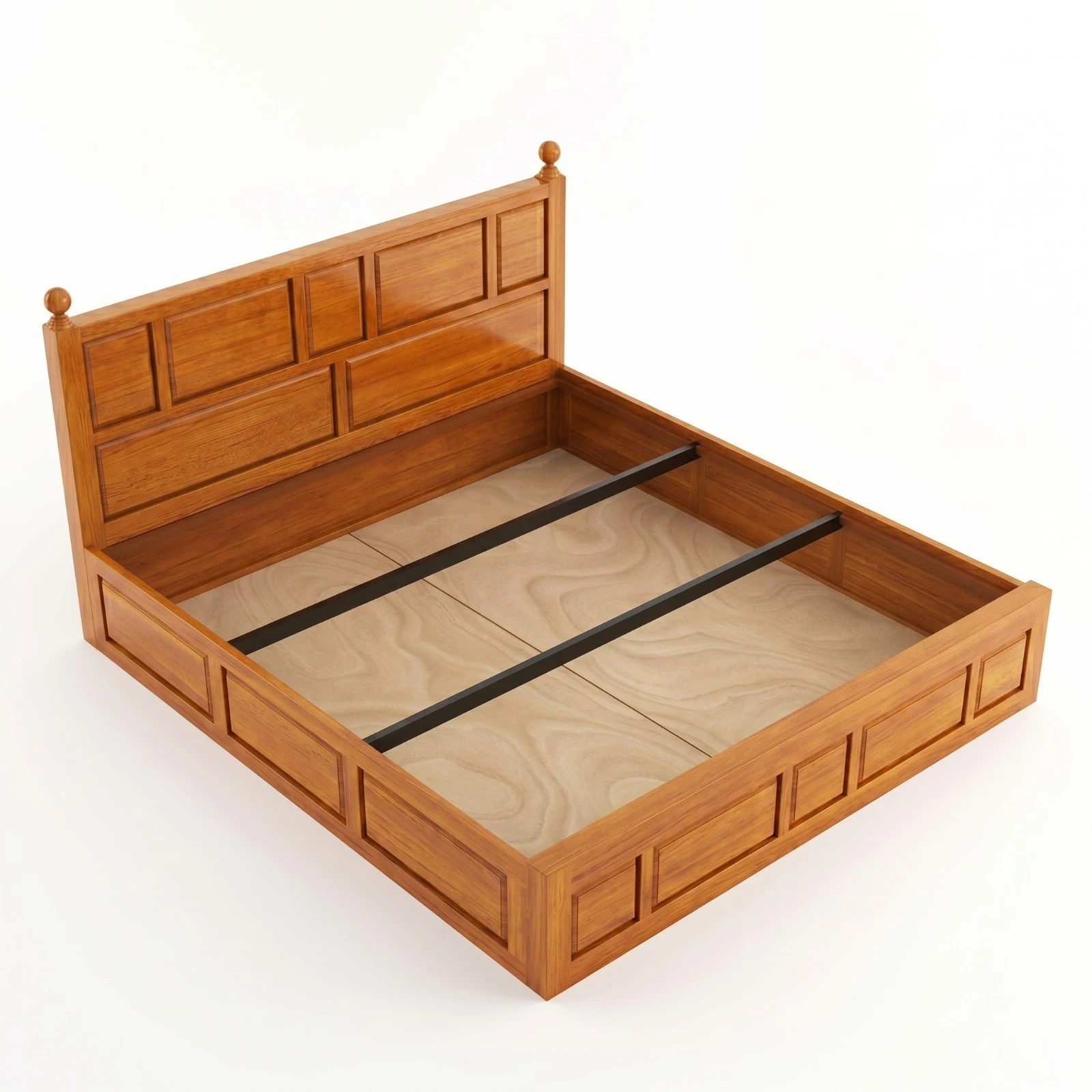 Wooden King Size Bed Storage Detailed View