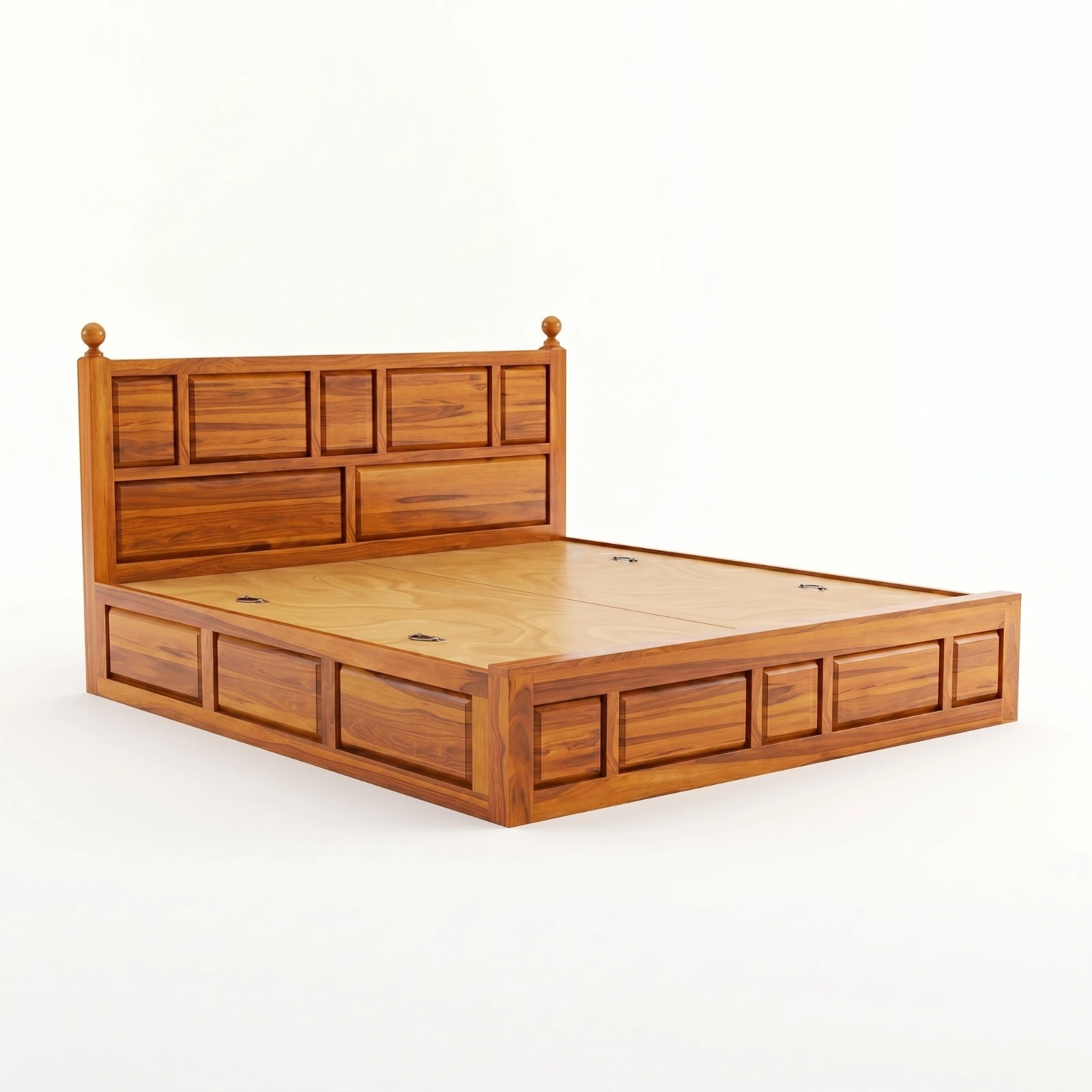 Wooden King Size Bed Side View