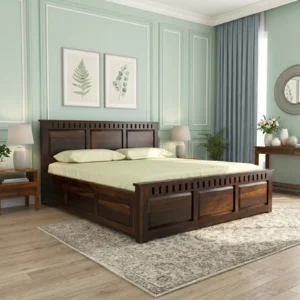Handcrafted Sheesham Wood King Size Bed