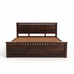 Handcrafted Sheesham Wood King Size Bed View Without Mattress