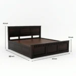 Handcrafted Sheesham Wood King Size Bed Dimensions and Measurement