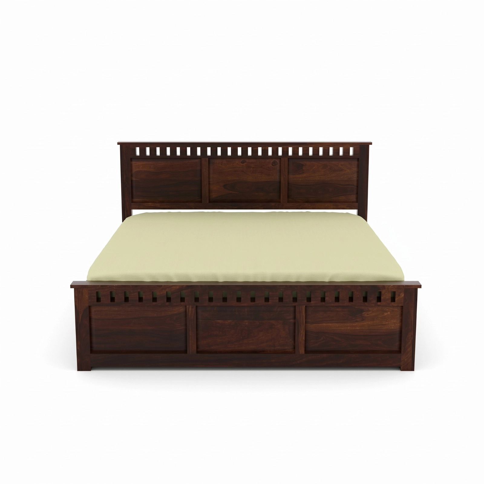 Handcrafted Sheesham Wood King Size Bed Front View