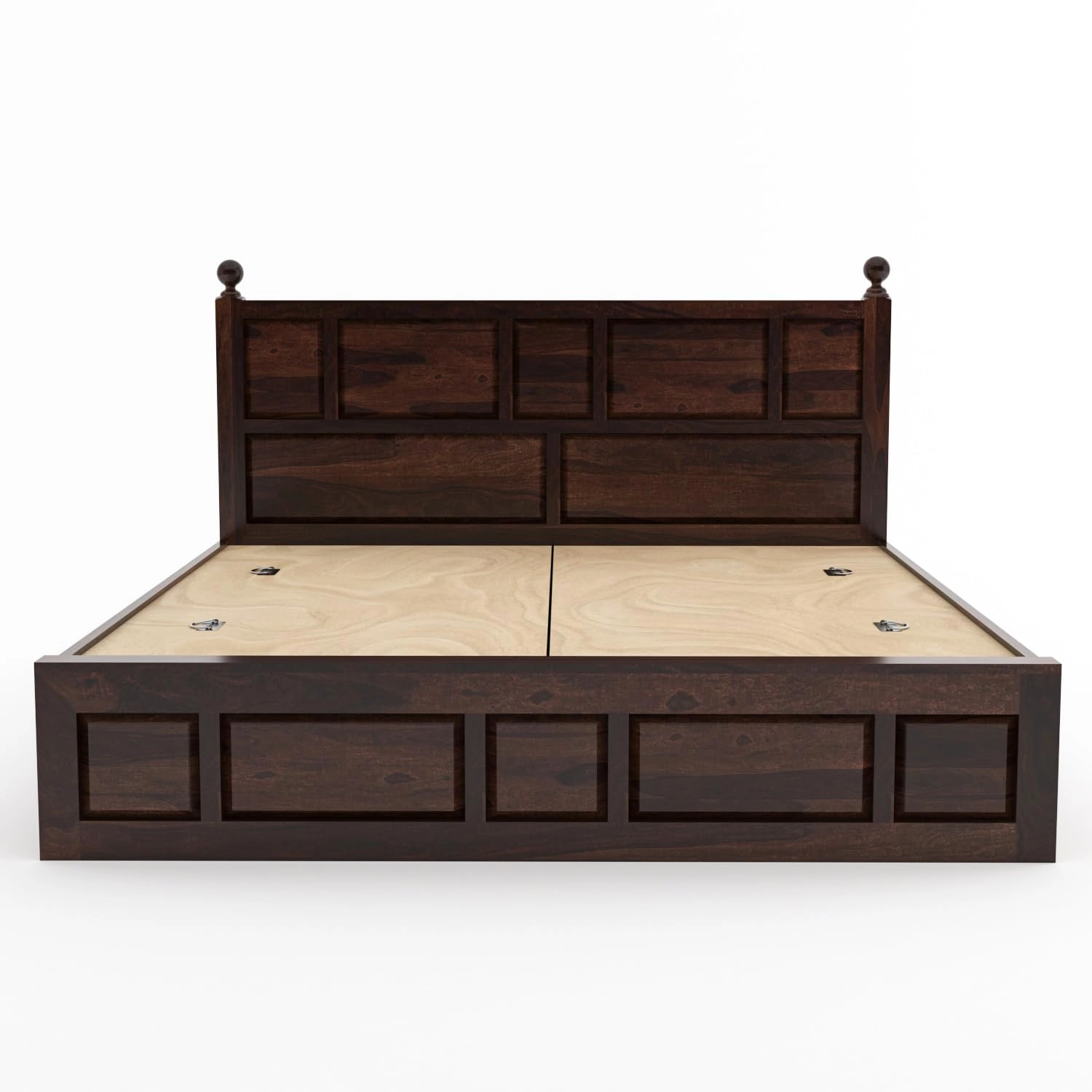 Luxury Solid Wood King Size Bed Front View Without Mattress