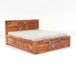 Modern King Size Sheesham Wood Bed With Mattress View