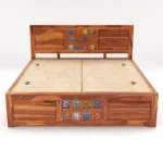 Modern King Size Sheesham Wood Bed Front View Without Mattress