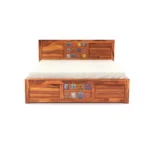 Modern King Size Sheesham Wood Bed Front View