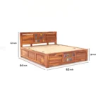 Modern King Size Sheesham Wood Bed Size & Measurement View