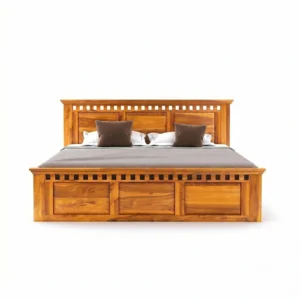 Solid Sheesham Wood King Size Bed front view